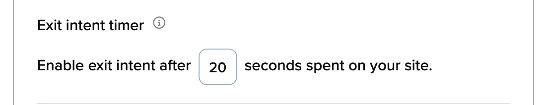 Exit intent timer