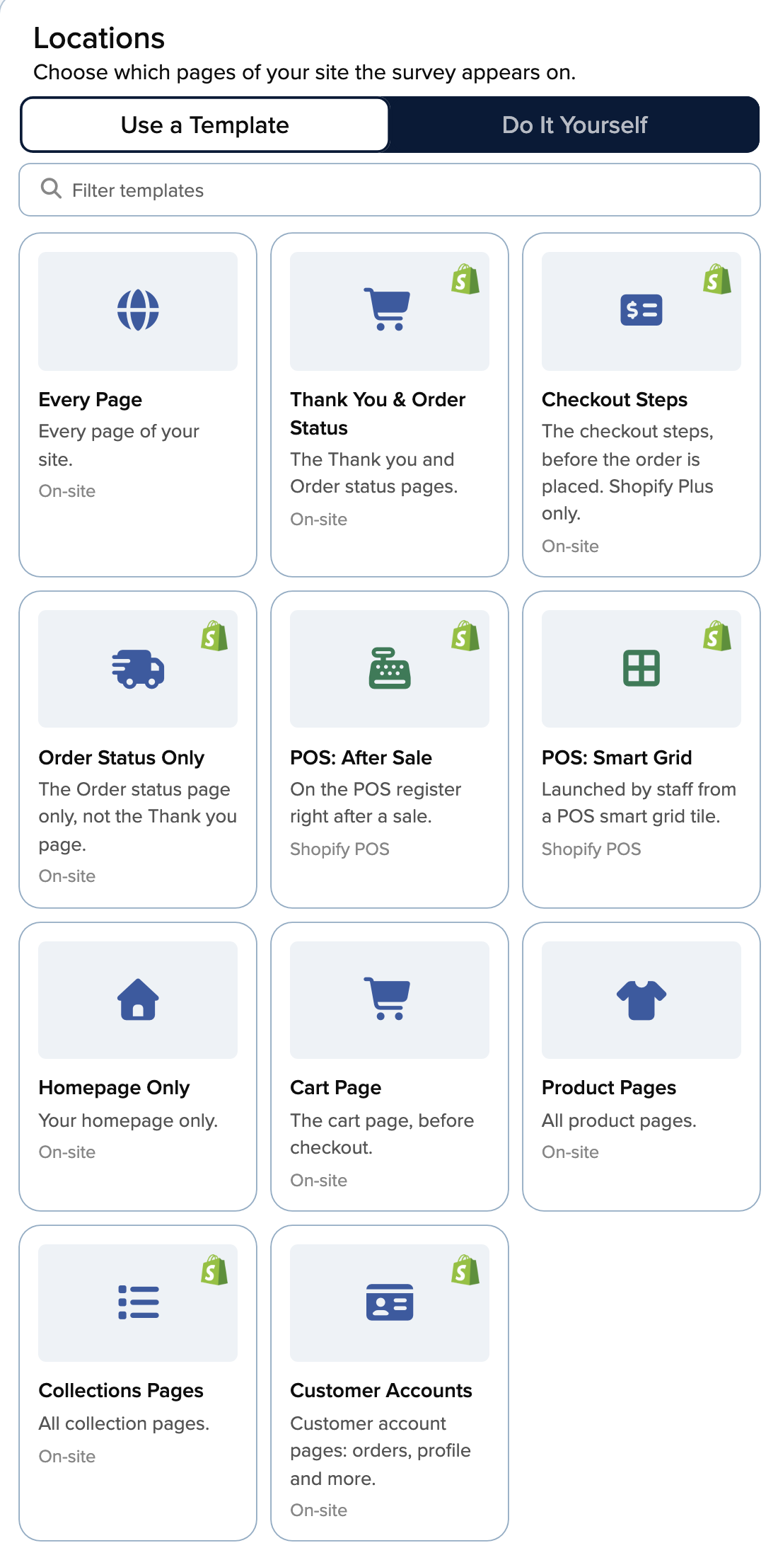 Location templates