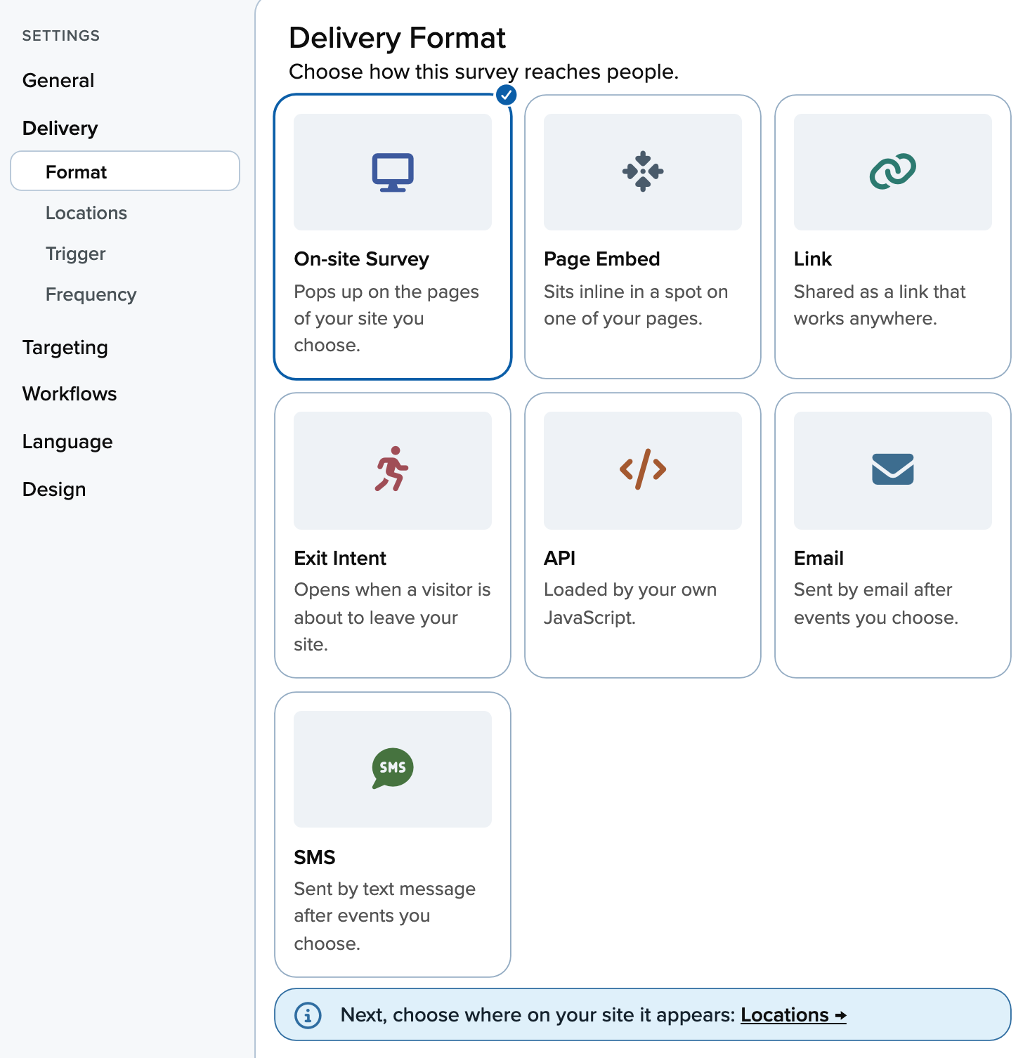 Delivery Format settings